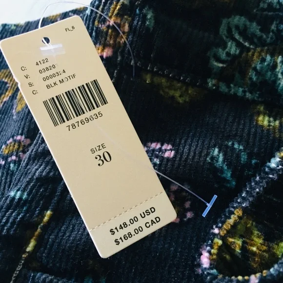 Anthropologie Pilcro The Icon Flare Low-Rise Corduroy Floral Pants - Picture 10 of 11